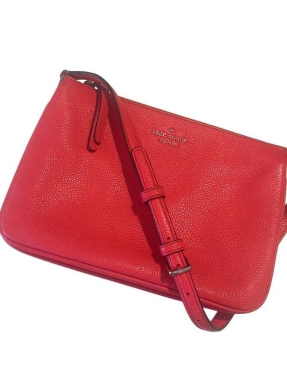 Kate Spade Coral Leila Triple Gusset Adjustable Strap Leather Crossbody